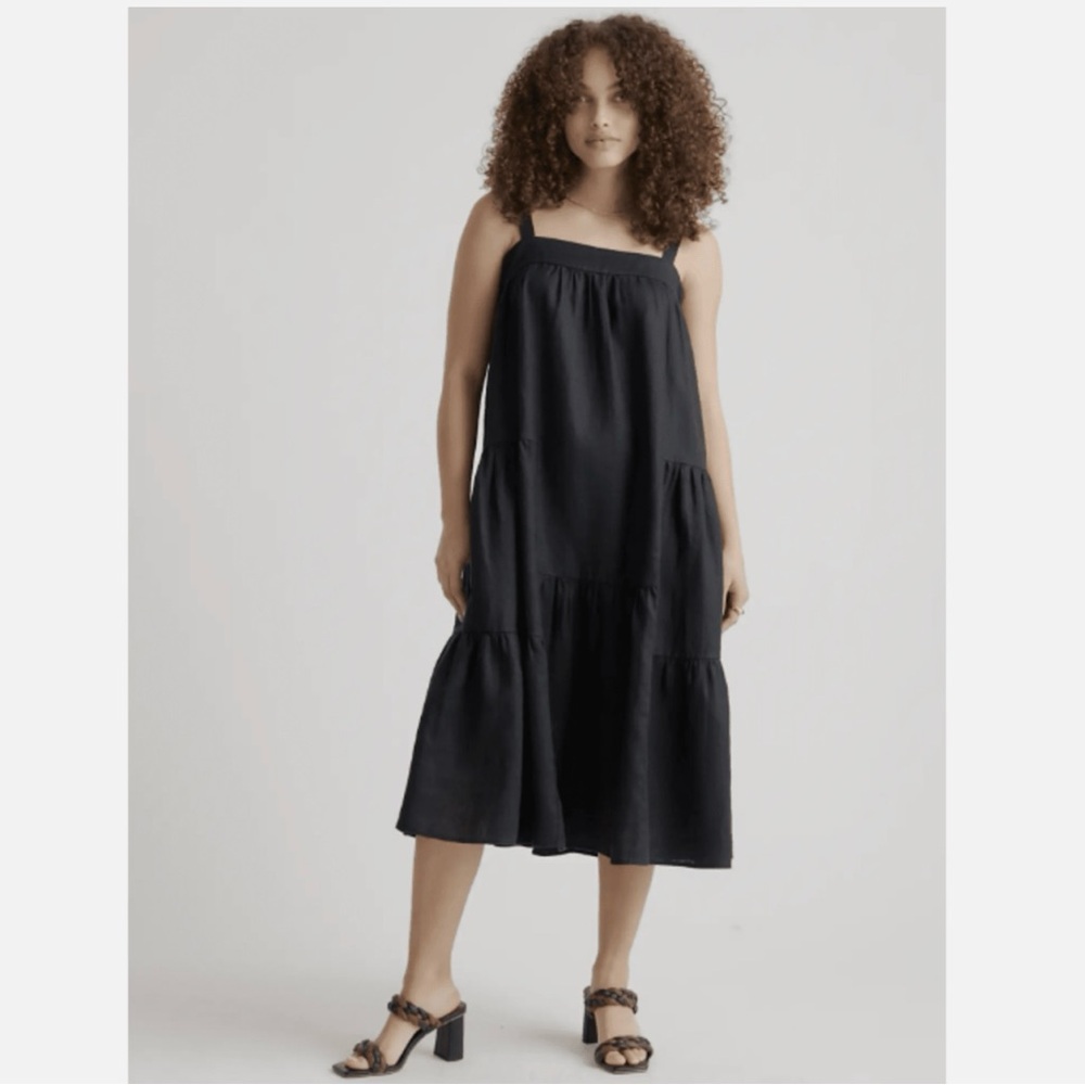 Quince 100% European Linen Trapeze Midi Dress